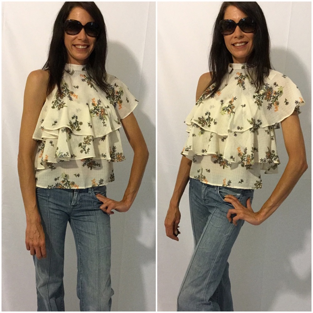 Floral One Sleeve Top - Picture 2 of 2